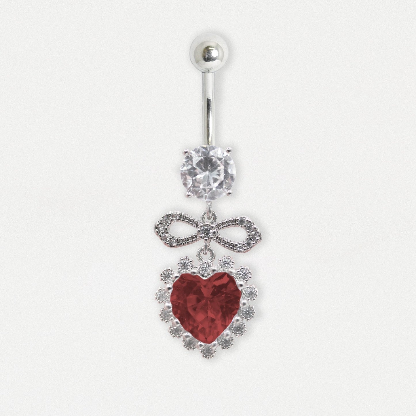 Steel Passion Ribbon Heart Belly Bar