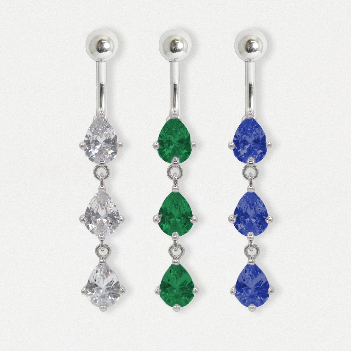 Steel Teardrop Jewel Cascade Belly Bar