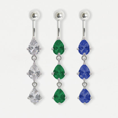 Steel Teardrop Jewel Cascade Belly Bar