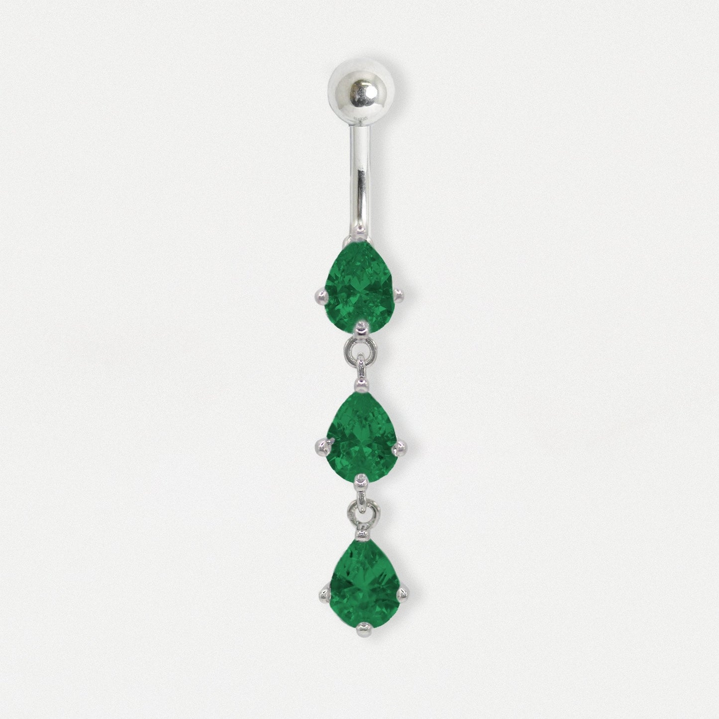 Steel Teardrop Jewel Cascade Belly Bar