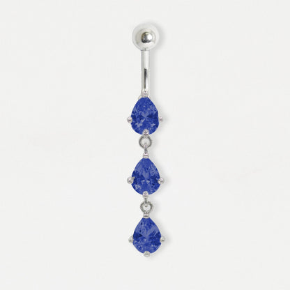 Steel Teardrop Jewel Cascade Belly Bar