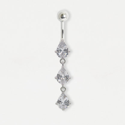Steel Teardrop Jewel Cascade Belly Bar