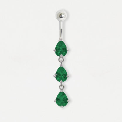 Steel Teardrop Jewel Cascade Belly Bar