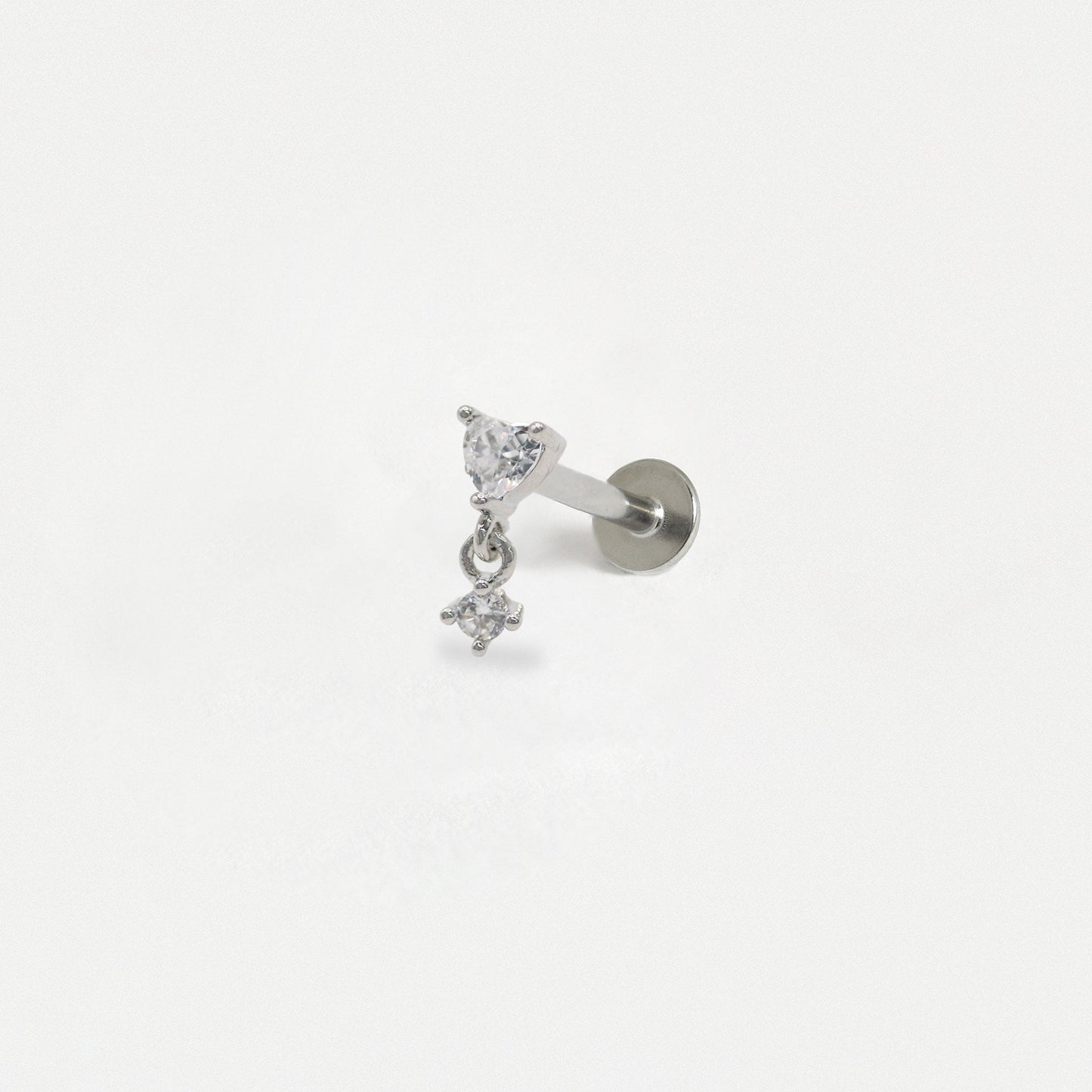 Steel Crystal Heart Dangle Labret