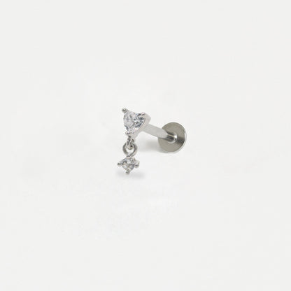 Steel Crystal Heart Dangle Labret