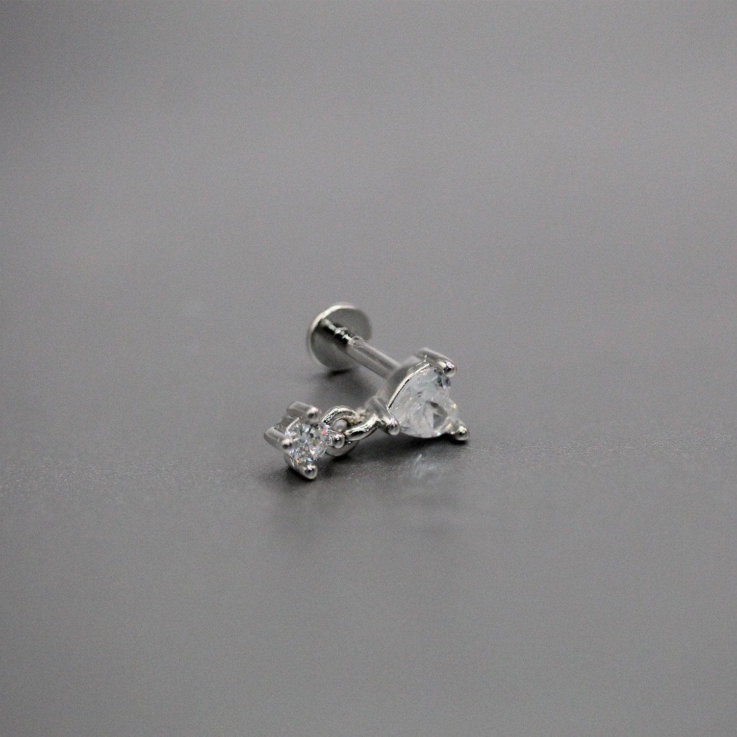 Steel Crystal Heart Dangle Labret