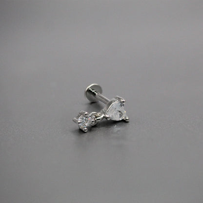 Steel Crystal Heart Dangle Labret