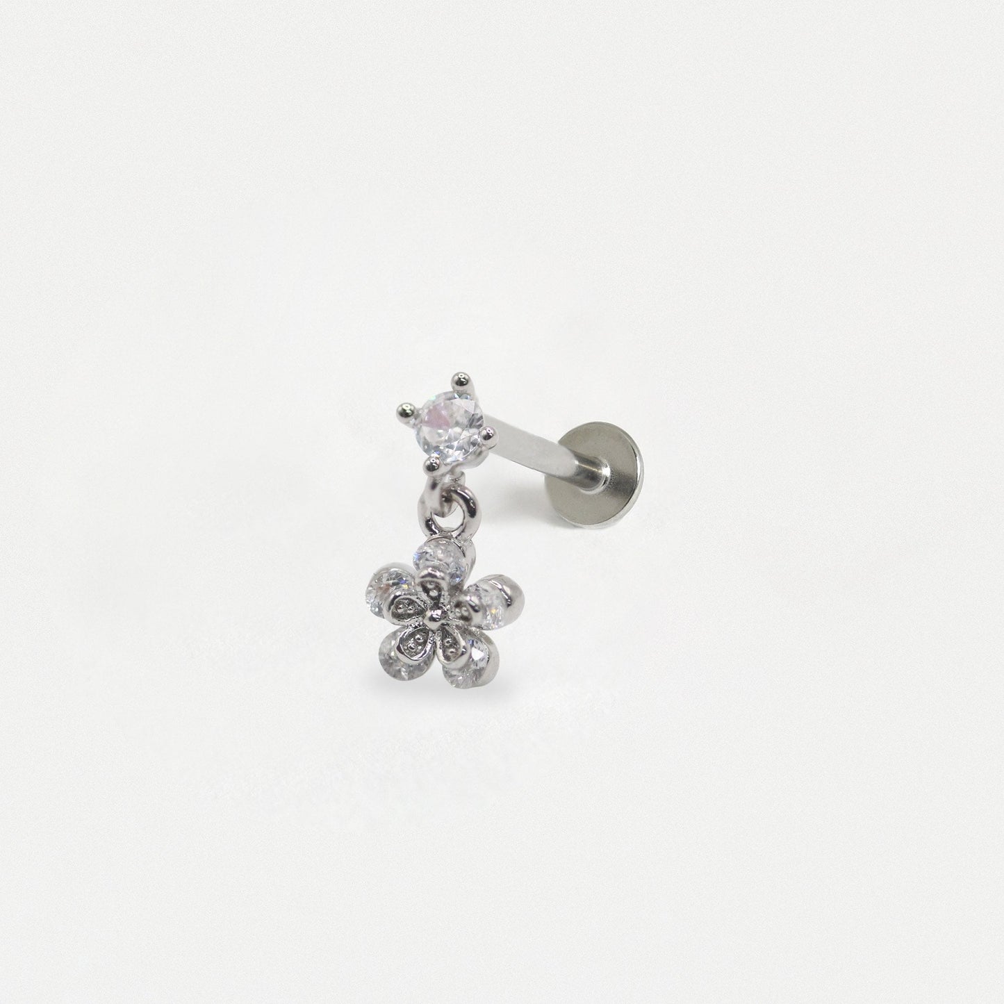 Crystal Labret with Beaded Daisy Charm
