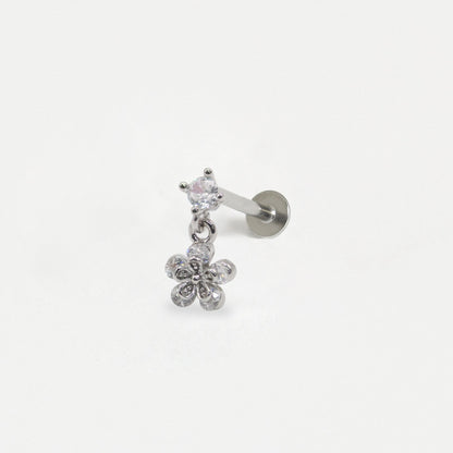 Crystal Labret with Beaded Daisy Charm