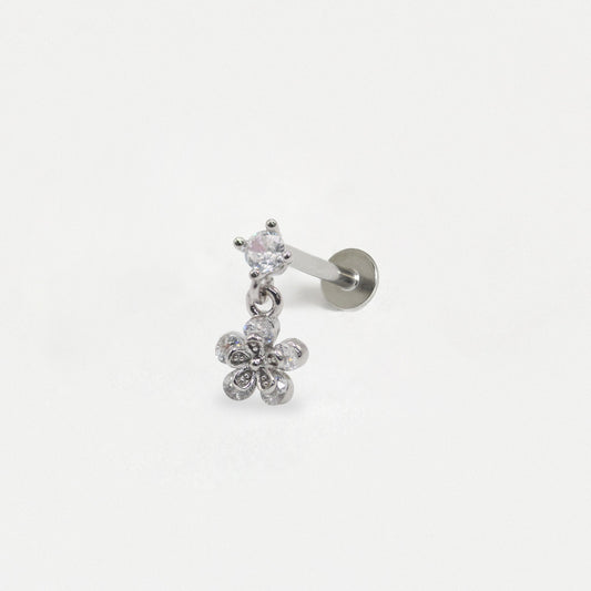 Crystal Labret with Beaded Daisy Charm
