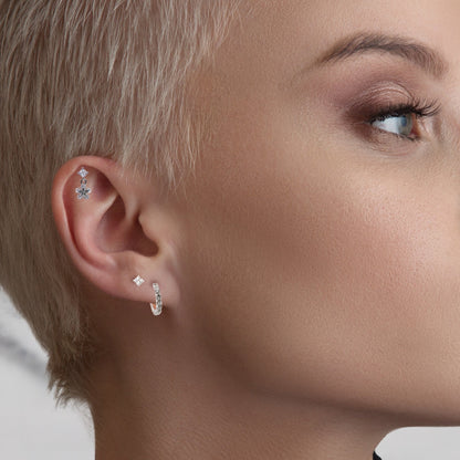 Crystal Labret with Beaded Daisy Charm