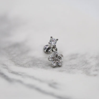 Crystal Labret with Beaded Daisy Charm