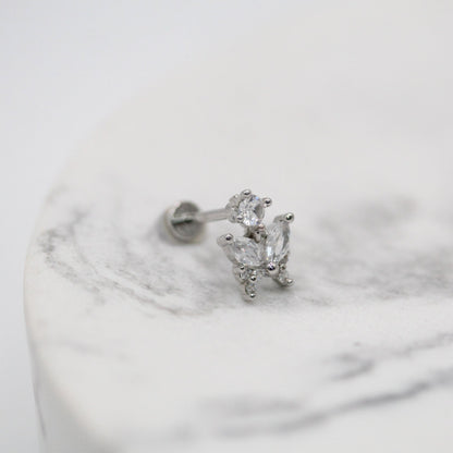 Steel Crystal Labret with Butterfly Drop