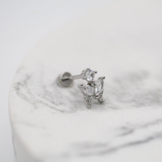 Steel Crystal Labret with Butterfly Drop