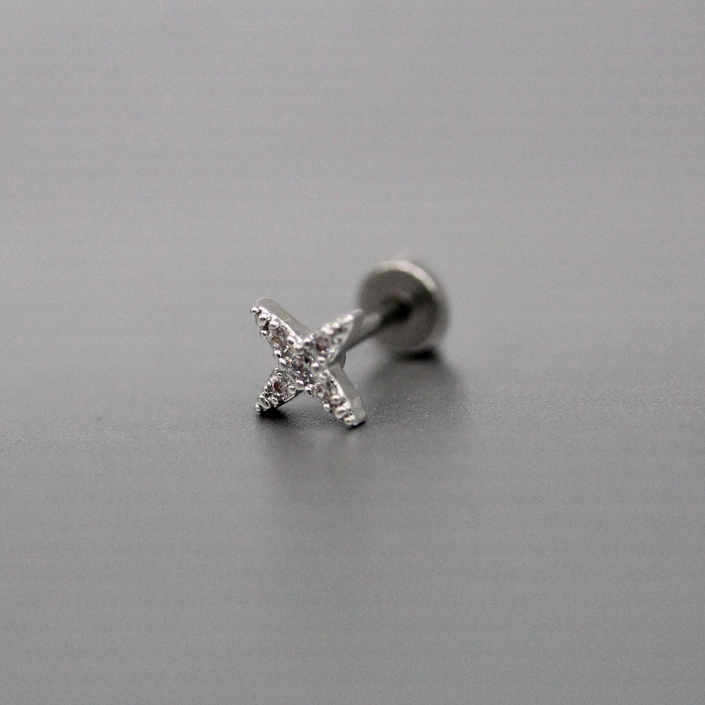 Steel 4-Point Star Flatback Labret