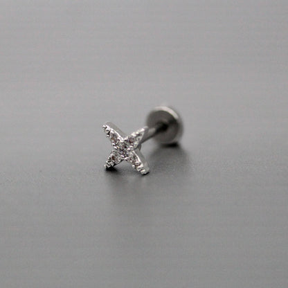 Steel 4-Point Star Flatback Labret