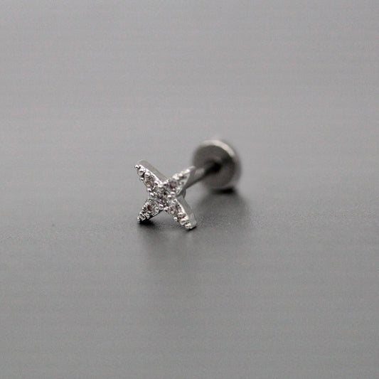 Steel 4-Point Star Flatback Labret