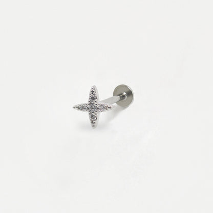 Steel 4-Point Star Flatback Labret