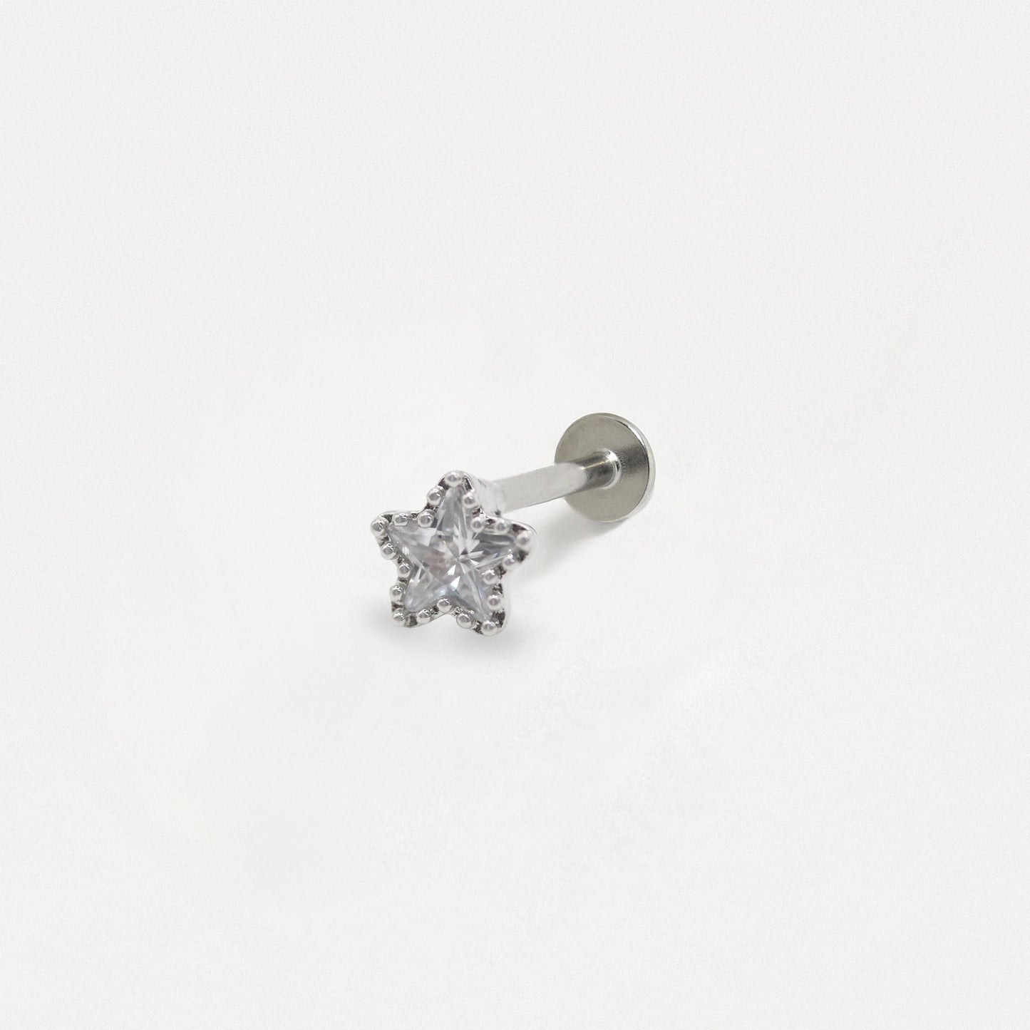 Steel Beaded Star Crystal Labret