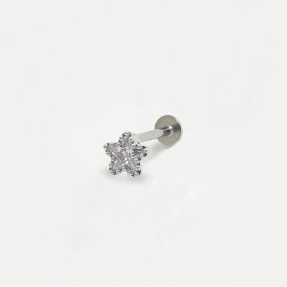 Steel Beaded Star Crystal Labret