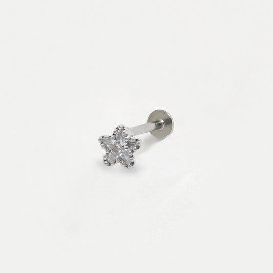Steel Beaded Star Crystal Labret