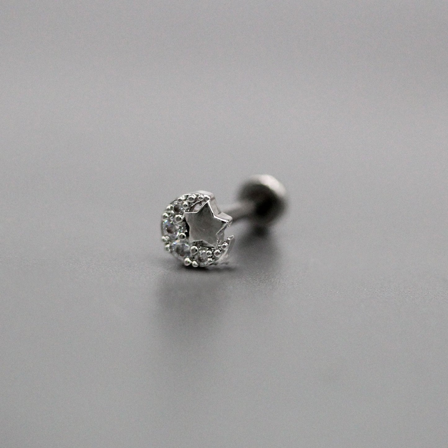 Steel Moon & Star Pave Labret