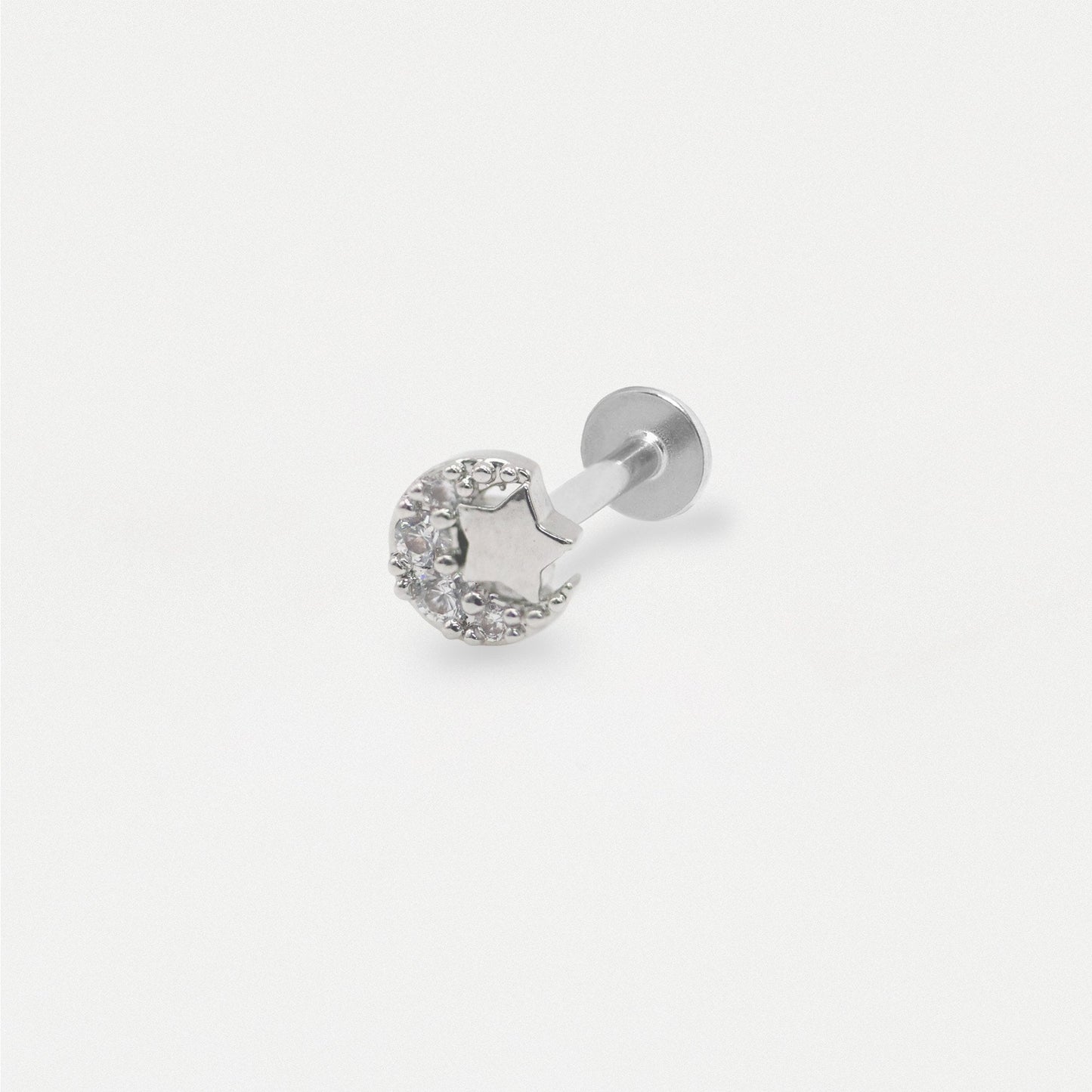 Steel Moon & Star Pave Labret