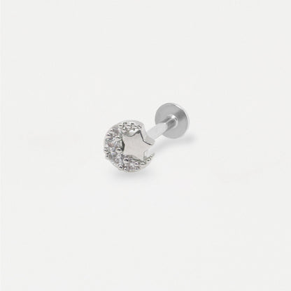 Steel Moon & Star Pave Labret
