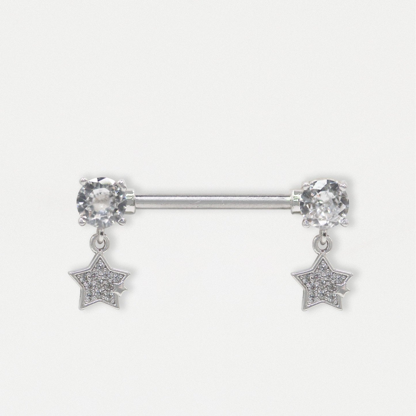 Steel Starfall Crystal Nipple Bar