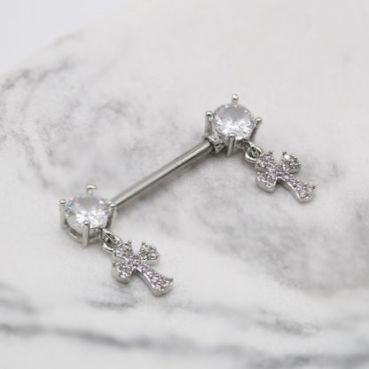 Steel Divine Cross Nipple Bar