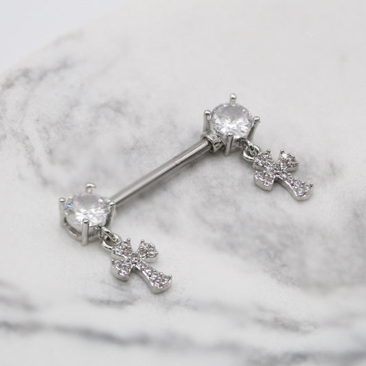 Steel Divine Cross Nipple Bar