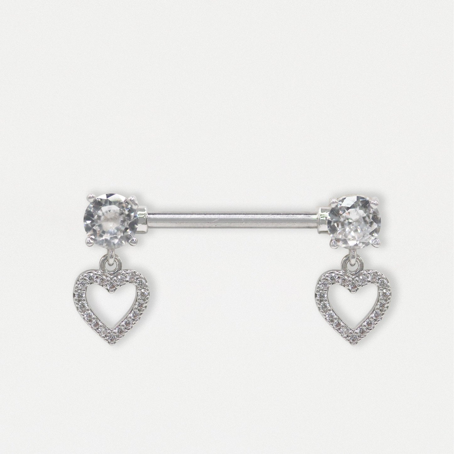 Steel Twin Heart Drop Nipple Bar