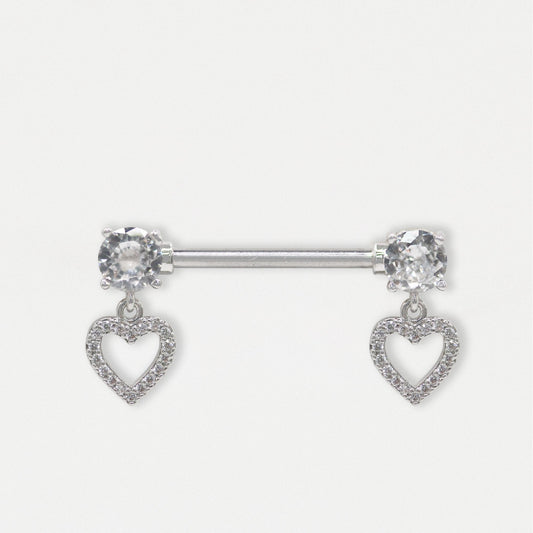 Steel Twin Heart Drop Nipple Bar