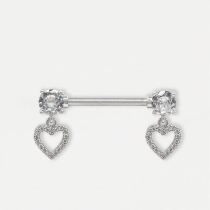 Steel Twin Heart Drop Nipple Bar