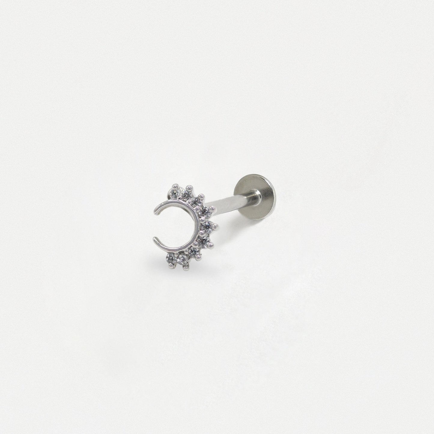 Steel Crystal-Fringed Halo Labret