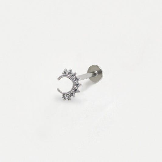 Steel Crystal-Fringed Halo Labret