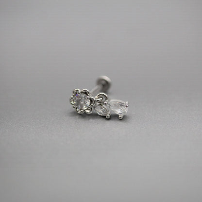 Steel Sparkling Daisy & Crystal Drop Labret