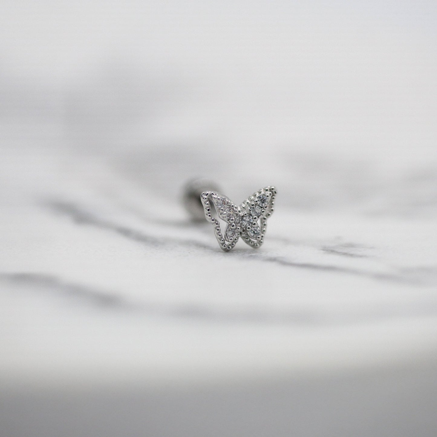 Steel Crystal Pavé Butterfly Labret