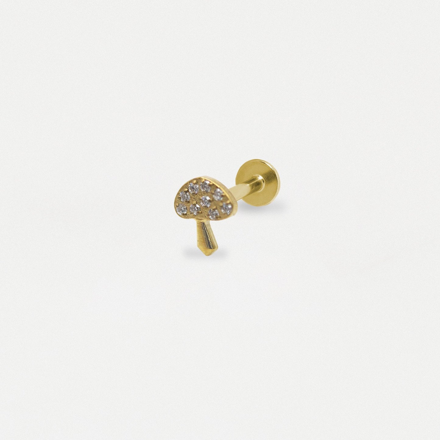 Gold PVD Steel Pavé Crystal Mushroom Labret