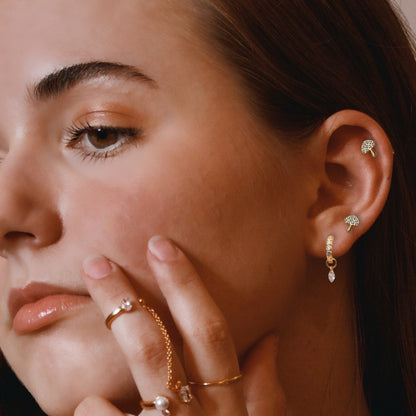 Gold PVD Steel Pavé Crystal Mushroom Labret
