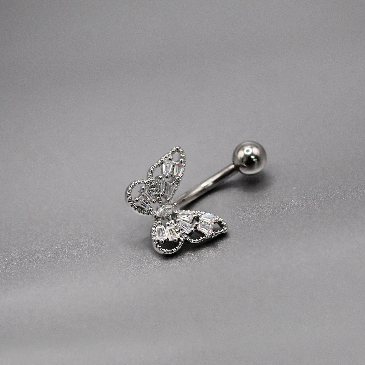 Steel Crystal Pavé Butterfly Belly Bar