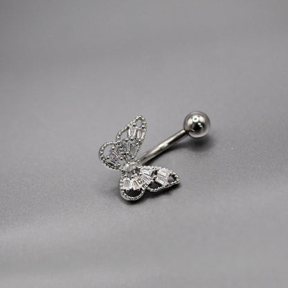 Steel Crystal Pavé Butterfly Belly Bar