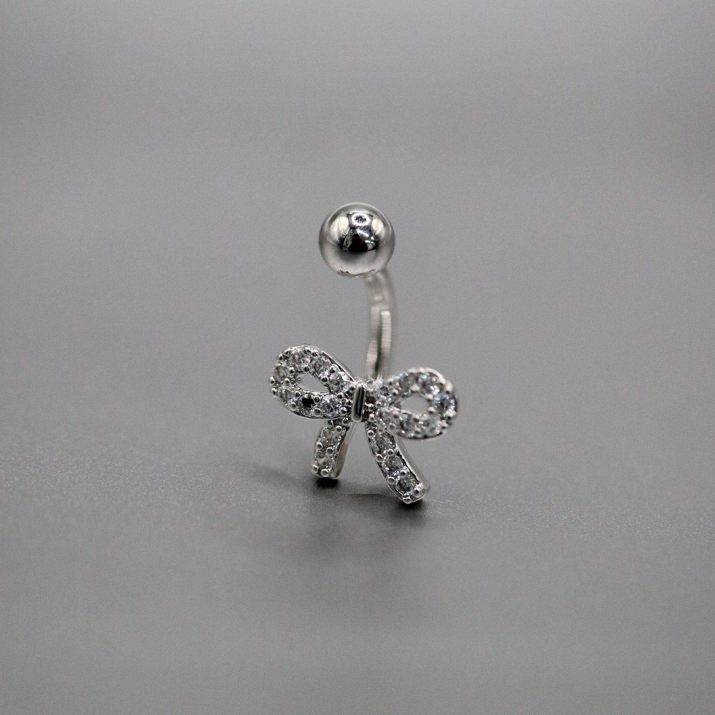 Steel Crystal Pavé Ribbon Bow Belly Bar