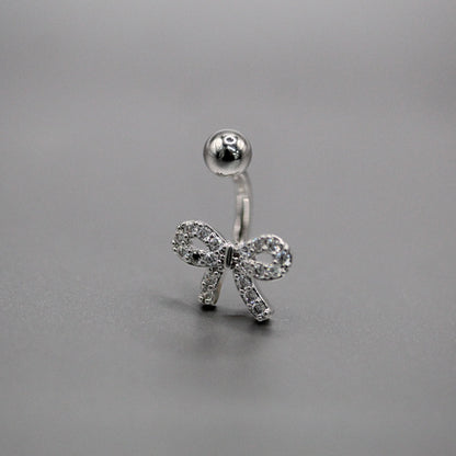Steel Crystal Pavé Ribbon Bow Belly Bar