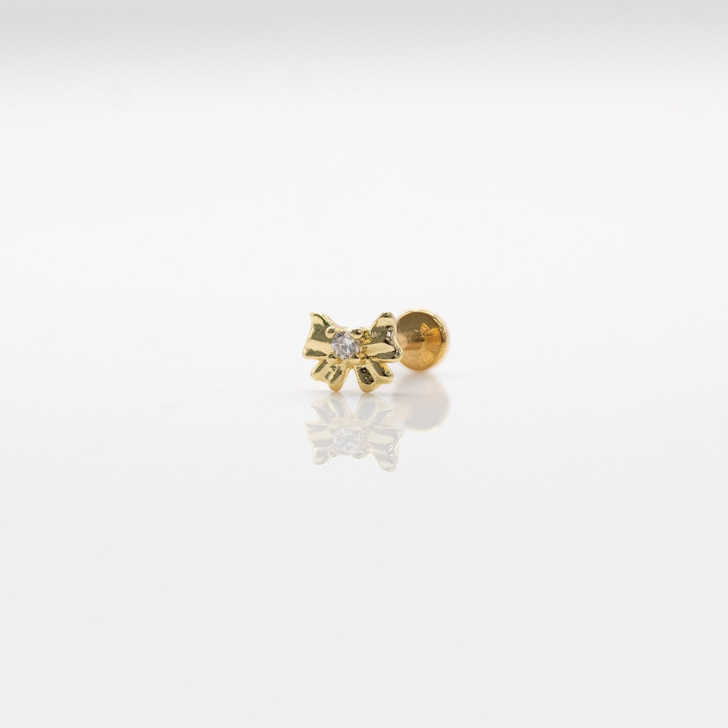 Gold PVD Steel Dainty Ribbon Bow Labret