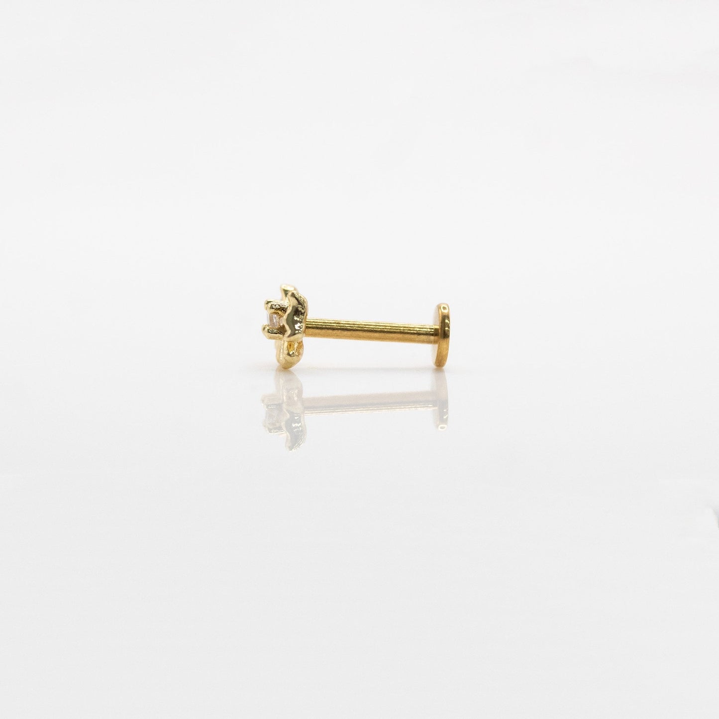 Gold PVD Steel Dainty Ribbon Bow Labret