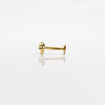 Gold PVD Steel Dainty Ribbon Bow Labret