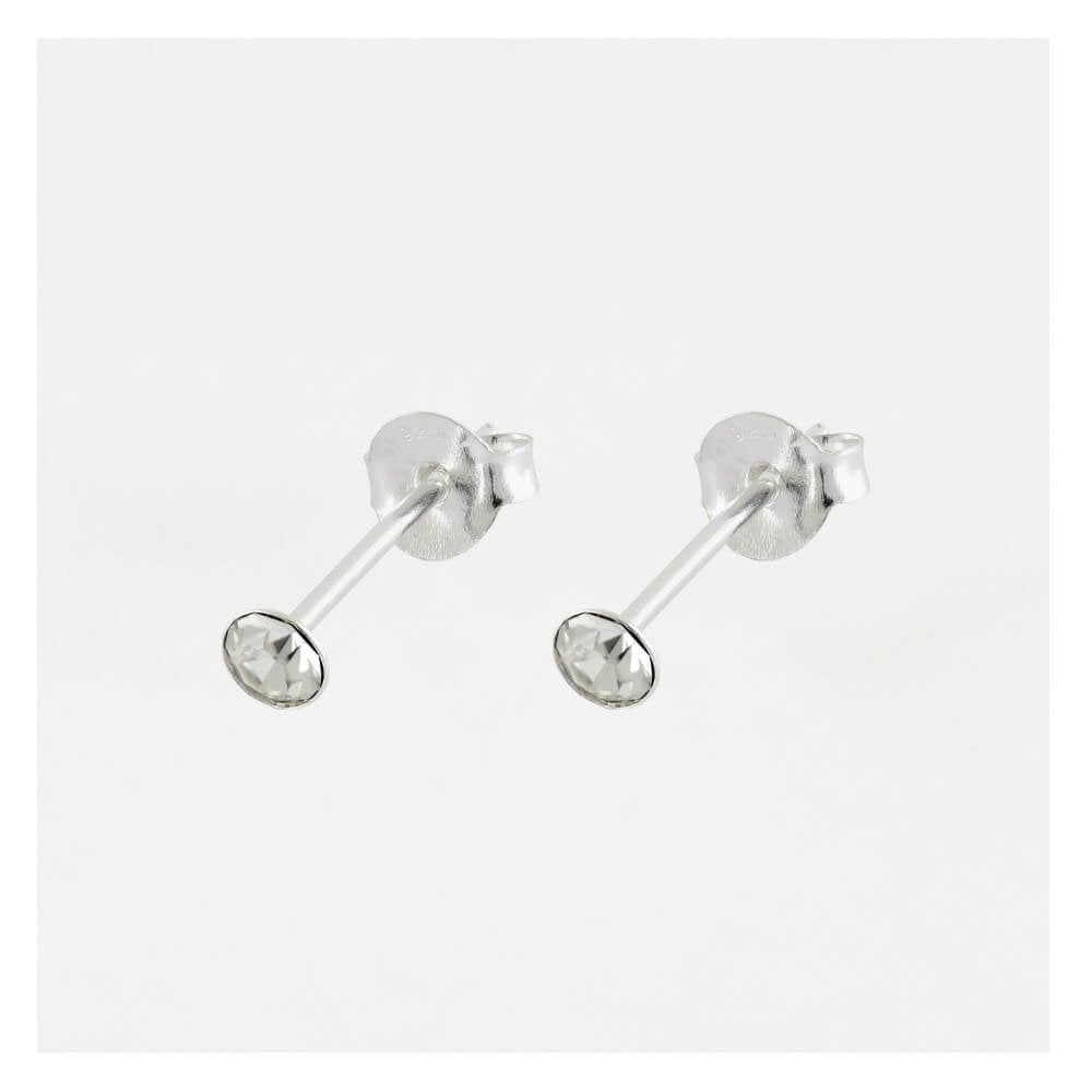 Silver Birthstone Gem Studs - 4mm