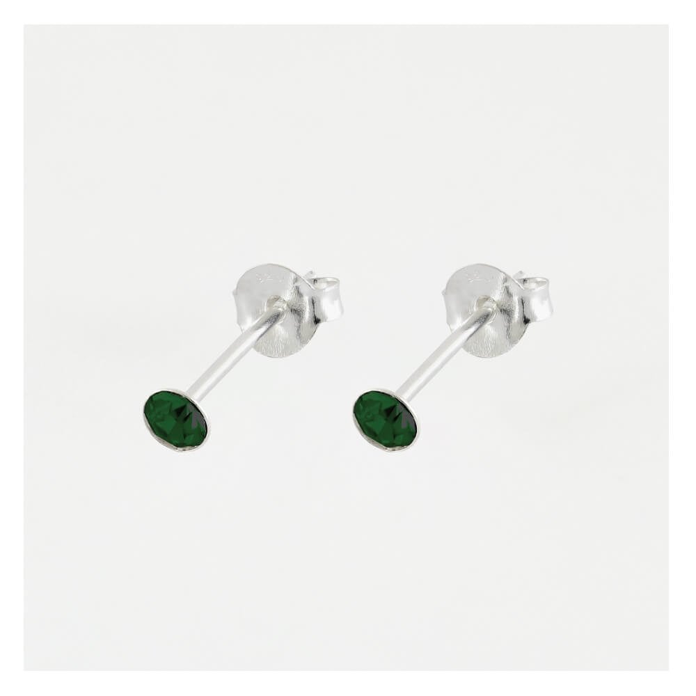Silver Birthstone Gem Studs - 4mm