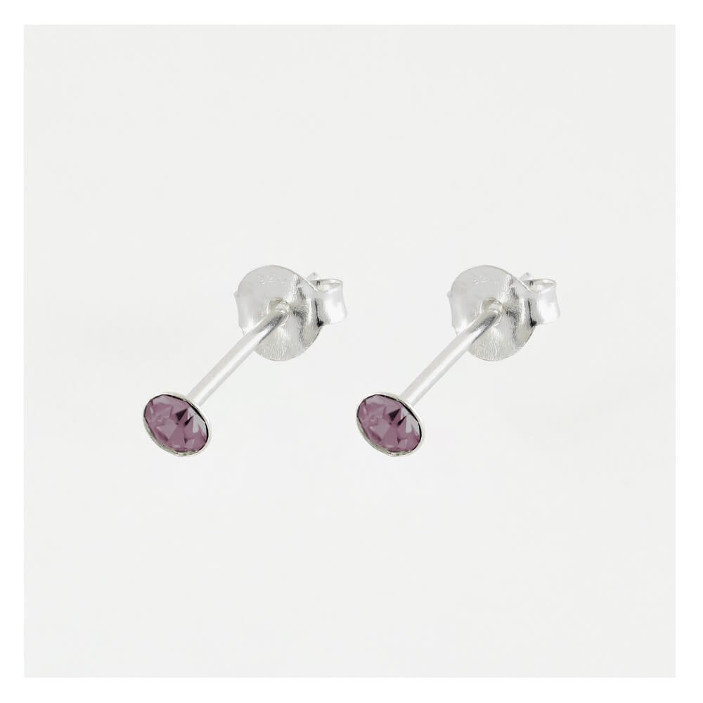 Silver Birthstone Gem Studs - 4mm